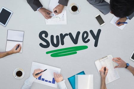 The word survey against business meeting